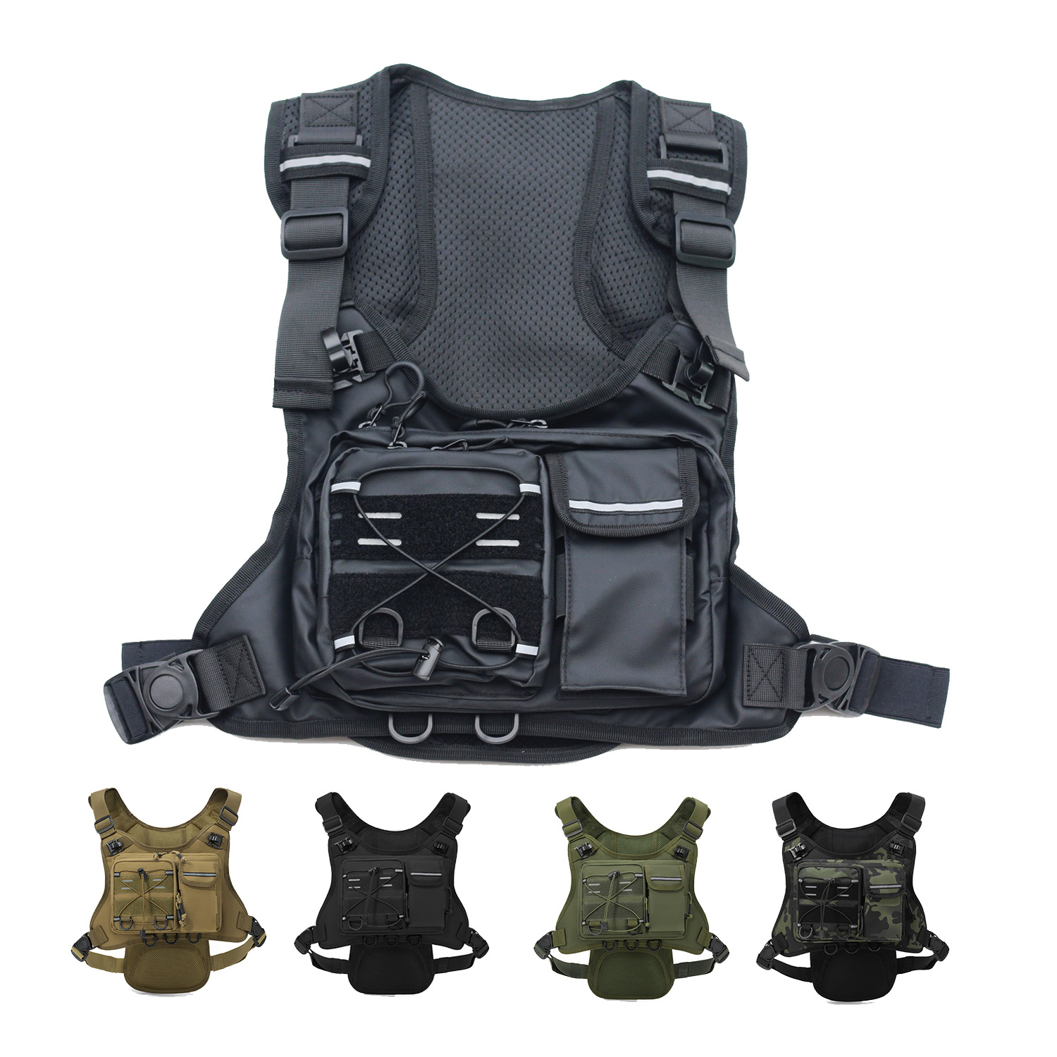 Reflective Running Gear Vest - Taktik Yelek Göğüs Çantası Hafif Ayarlanabilir
