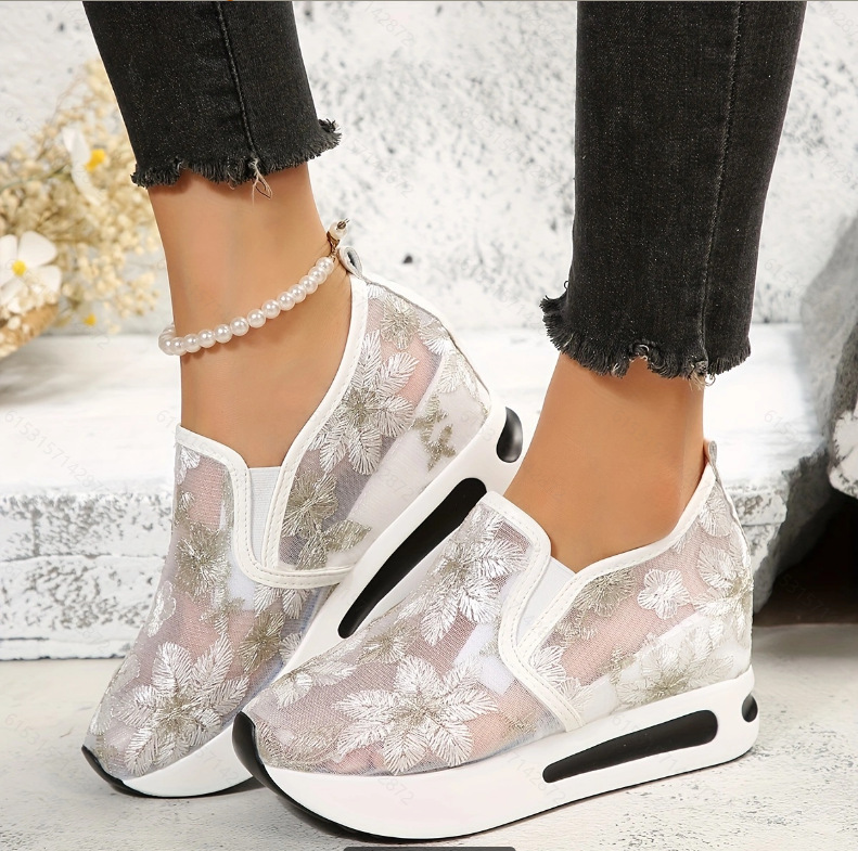 Running Gear Shoes - Dantel düz platform kadın spor ayakkabılar