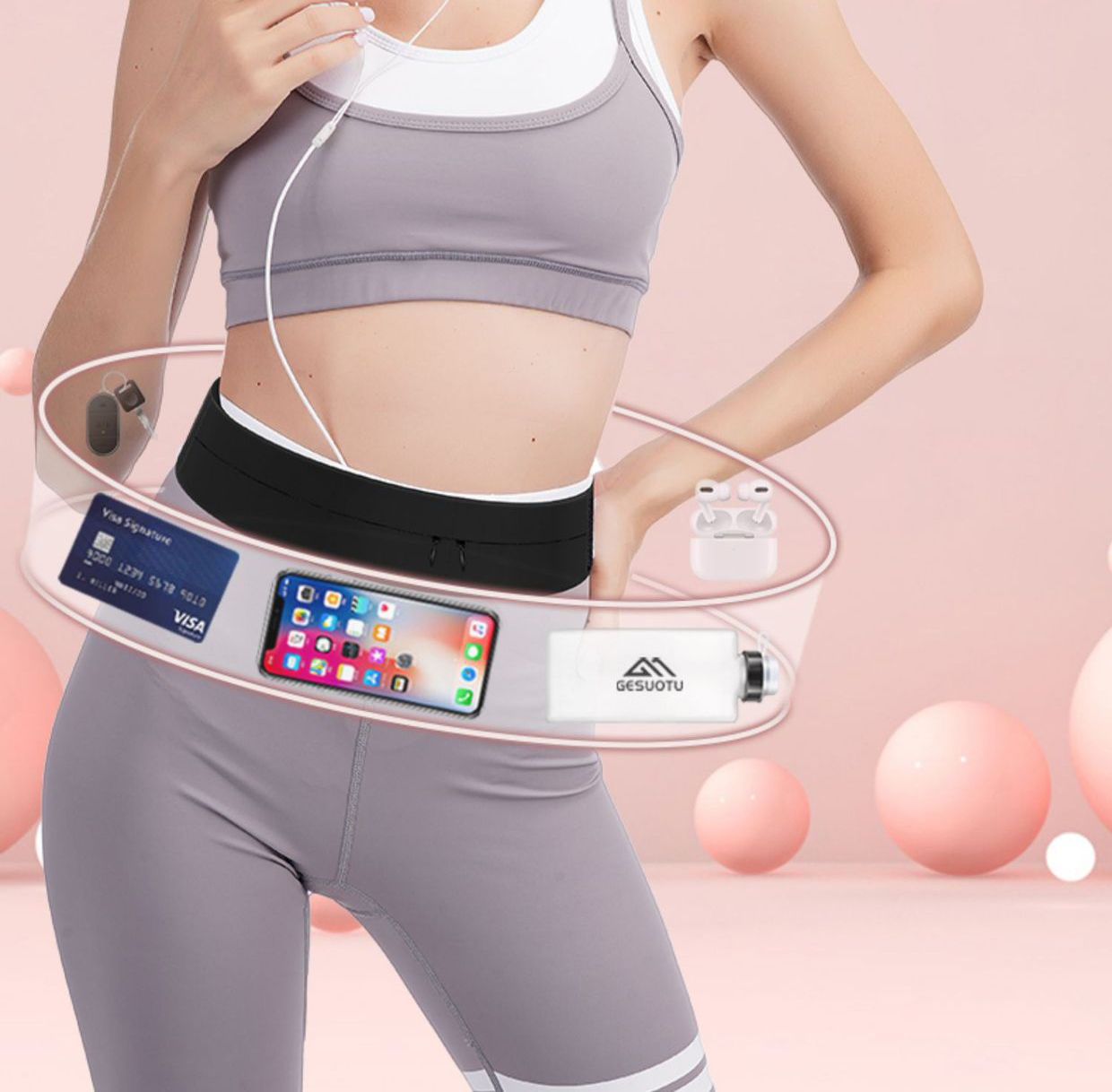 Su şişesi ile koşu kemeri bel  - Running Gear Phone incelemesi ve fiyatı
